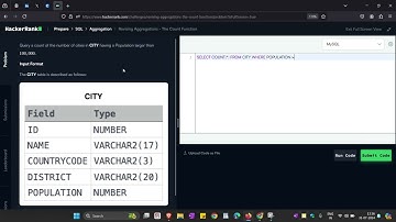 #HackerRank SQL Challenge: Counting Cities with Population Greater than 100,000 | Ray Vision