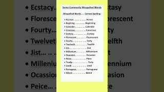Commonly Misspelled Words#youtube #shorts#vocabulary