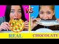 REAL FOOD VS CHOCOLATE FOOD CHALLENGE | EATING SOUNDS LILIBU