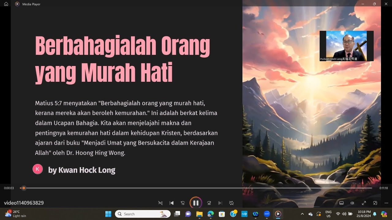 38.Berbahagialah Orang yang Murah hati 2 Matius 5:7 Pengotbah Pr. Kwan