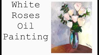 Oil Painting of White Roses With Calm Music