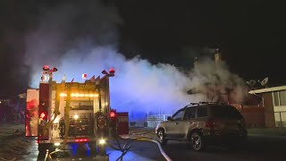 Fire crews still on scene late Sunday night in Bridgeport