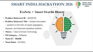 Smart India Hackathon (SIH 2026) | Working Prototype Video | Team EcoSetu (ID 162408) screenshot 3