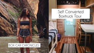 SOLO FEMALE VANLIFE - Self Built BOXTRUCK  Camper Van Conversion TOUR - My DIY Cabin on Wheels!