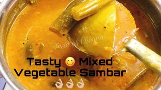 Sambar Recipe in Tamil | South Indian Sambar Recipe Chennai Style | Mixed Vegetable Sambar Recipe