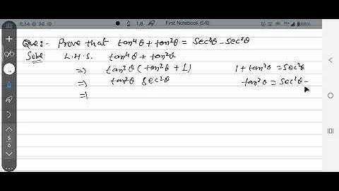 Prove that tan⁴θ + tan²θ = sec⁴θ - sec²θ. #class11maths #trigonometricfunction.
