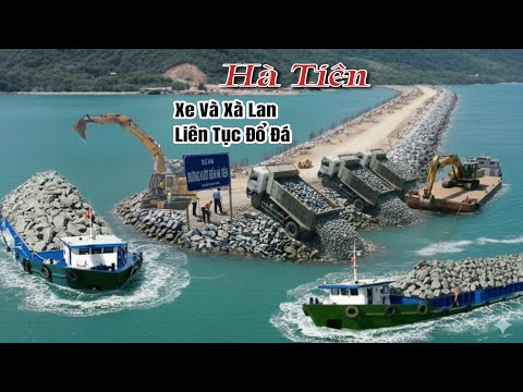 Video Đường Vượt Biển Hà Tiên,Xa Bờ Nước Sâu Tăng Thêm Sà Lan Mới Kịp Tiến Độ Thi Công - youtube