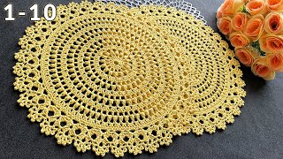 A very simple crochet sousplat, Drizella, 1-10