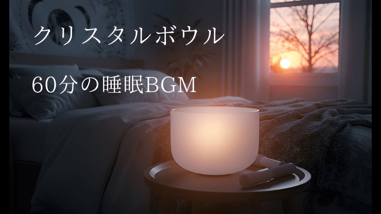 クリスタルボウル 睡眠音楽｜60分で自然に眠れる｜不眠 寝付けない夜に｜静かな響き 突然の音なし｜Deep Sleep