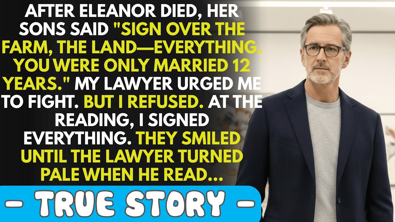 My Stepsons Demanded I Sign Over the Farm After Eleanor Died—Then the Lawyer Read One Letter That...