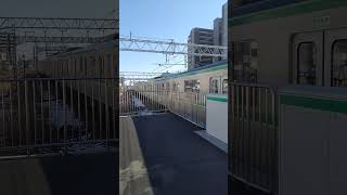 常磐緩行線（東京メトロ16000系電車16104F。前面中央に貫通扉）千代田線・小田急線直通列車（東京都の金町駅）JR Joban Line Kanamachi Station TOKYO TRAIN