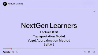 Operation  Research | Vogel Approximation Method ( VAM ) | Transportation model