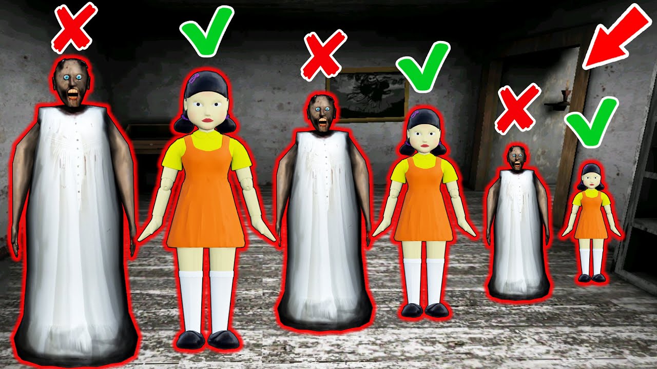 Big Granny vs small *Squid Game* - funny horror animation (60 min. fun)