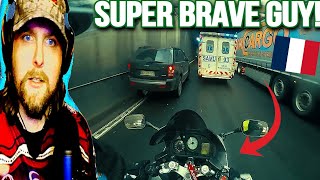 American Reacts to Civilian Escorts Ambulance in Heavy Traffic!  France