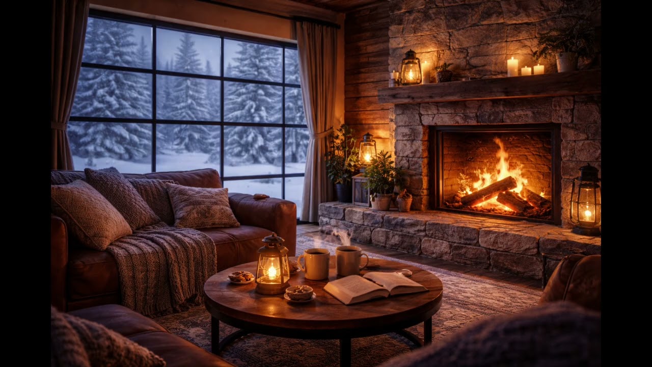 【雪の夜と暖炉】深い眠りへ導く自然音｜60分｜No Music (Snowy Night & Fireplace Sounds｜60 Minutes｜Deep Sleep)