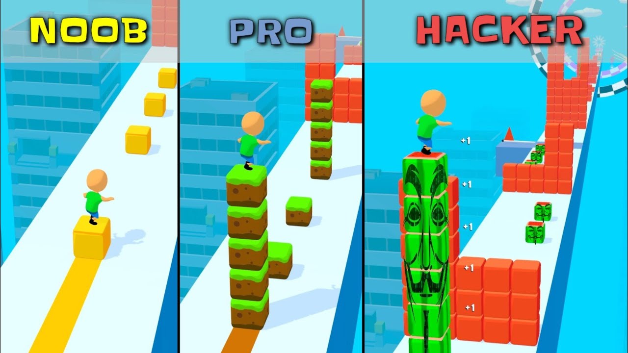 Cube Surfer - Noob vs Pro vs Hacker Gameplay (Android/iOS)