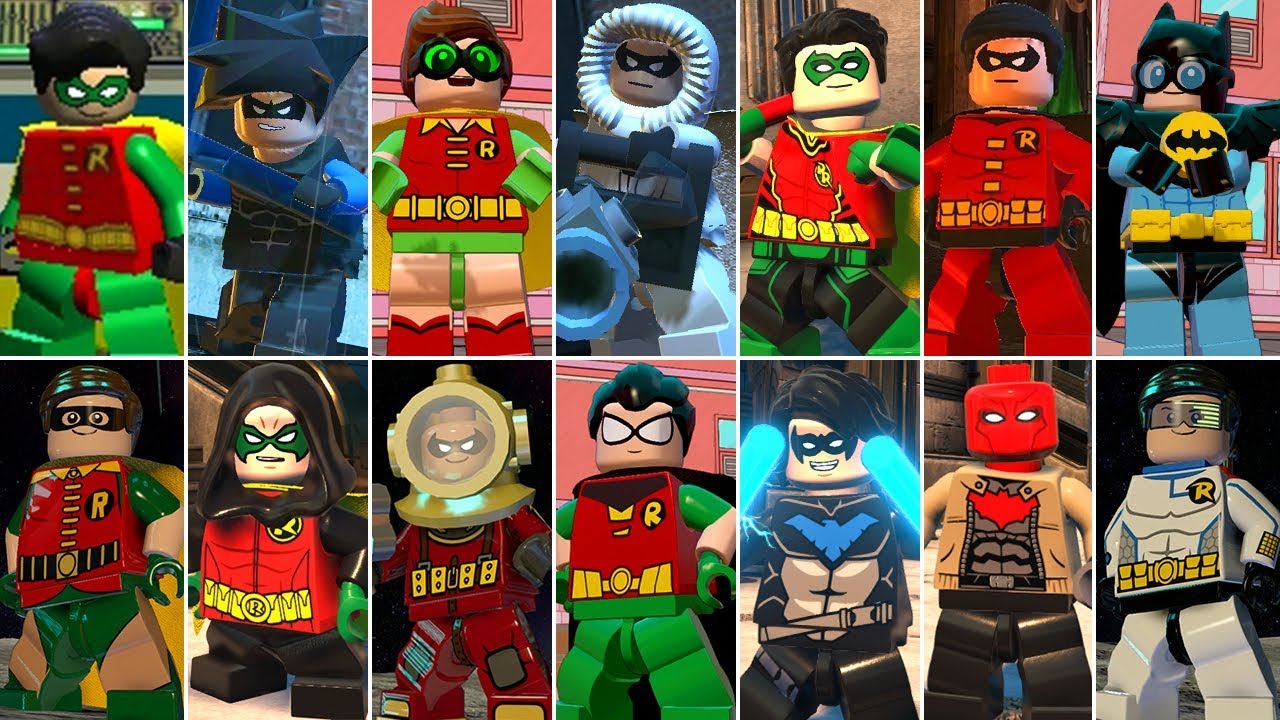 All Robin Characters & Suits in LEGO Videogames (DLC Included) - YouTube