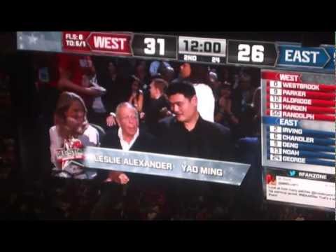 Yao Ming Sitting With Leslie Alexander At The 2013 NBA All Star Game 