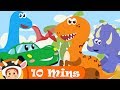 Ten Little Dinosaurs and More Songs | BabyMoo Songs for Kids | 10 Mins+ Compilation