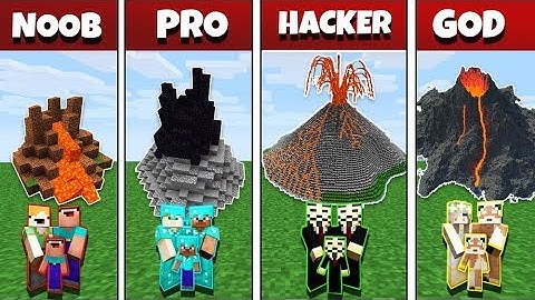 Minecraft  FAMILY BIGGEST VOLCANO BUILD CHALLENGE   NOOB vs PRO vs HACKER vs GOD IN MINECRAFT