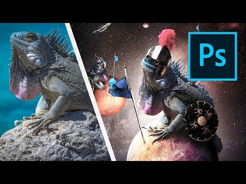 Photoshop Collage Tutorials: How To Make Photoshop Art: Space Lizard