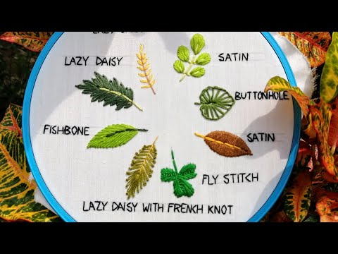 8 ลายปักใบไม้⎮Hand embroidery for beginners⎮Embroidered leaves