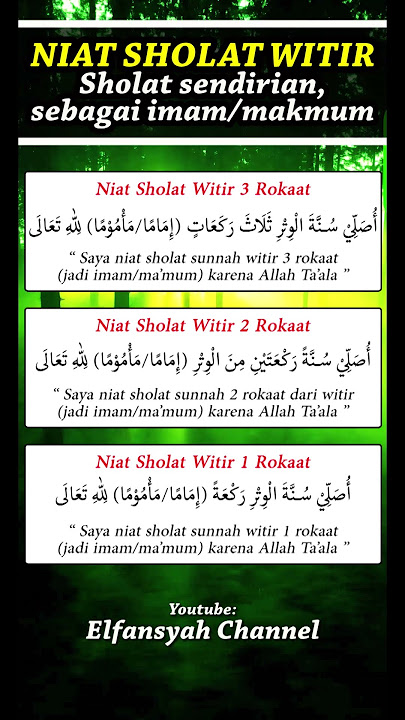 NIAT SHOLAT WITIR 3, 2, DAN 1 RAKAAT  #storyislami #shortislami