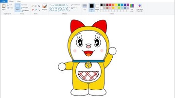 How to draw Dorami from Doraemon in computer using MS PAINT | Cartoon Drawing Tutorial.