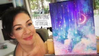 Falling Stars Painting Tutorial | ACRYLIC STEP BY STEP EASY AND FUN!