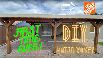 DIY porch | FREE STANDING PATIO COVER | material from HOME DEPOT