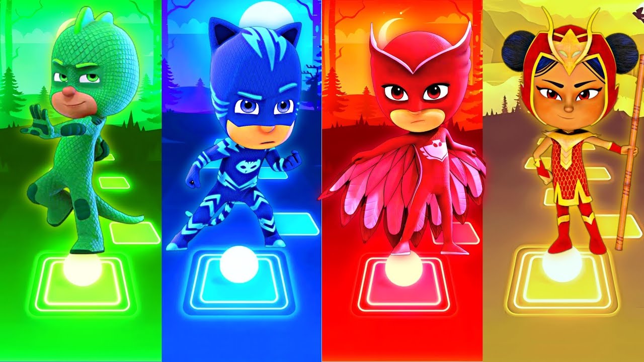 PJ Masks: Gekko 🆚 Catboy 🆚 Owlette 🆚 An Yu  🎶 Tiles Hop EDM Rush