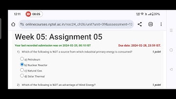 NPTEL Renewable Energy Engineering: Solar Wind and Biomass Energy Systems Assignment - 5 |2024 week5
