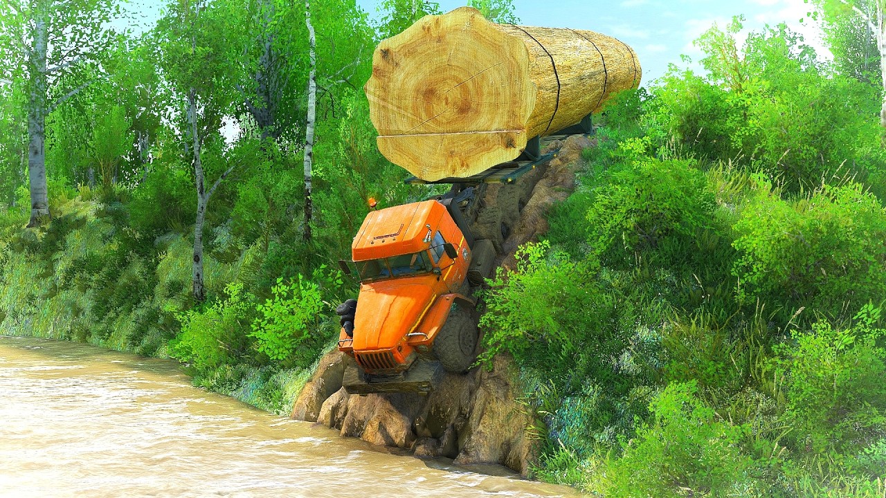 Crazy Logging Truck Transports Wood Over Deadly Cliff