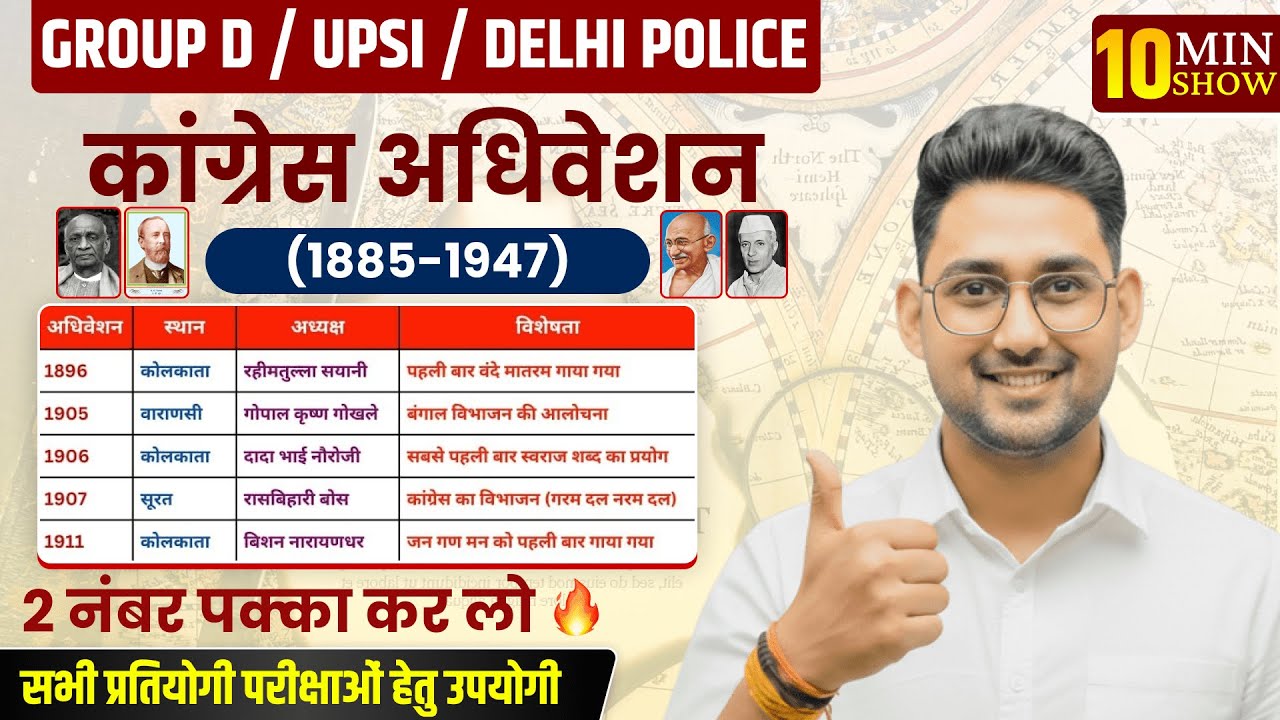 🔥कांग्रेस अधिवेशन | Congress Adhiveshan | Congress Adhiveshan in hindi | Modern history 