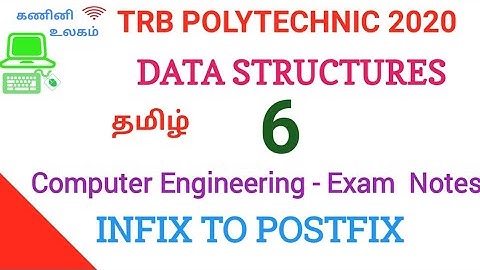 INFIX To POSTFIX |Stack PUSH POP|TRB POLYTECHNIC|Data Structures 6 | kaniniulagam