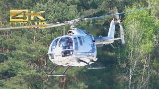 (4K) MBB BO-105 from FTO Flying Training Oganisation D-HDFU departure at Manching Airport IGS ETSI