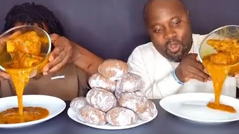 Asmr African food mukbang ogbono soup and brown fufu speed eating challenge