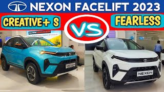 NEXON FACELIFT 2023 CREATIVE+ S VS FEARLESS COMPARISON : FACELIFT TATA NEXON 2023 @NarrusAutovlogs