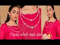 Models inspaired hand work neck design 💫/hand work❤️❤️#handembroidery  #neckembroidery #viral