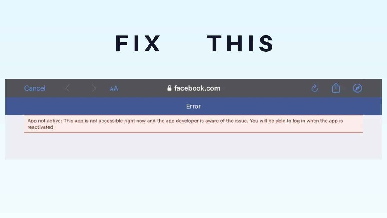 Fix App not active: This app is not accessible right now and the app  developer Facebook & Other App 