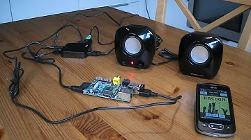 Raspberry Pi running squeezeslave connected to LMS server, controlled by Squeezer