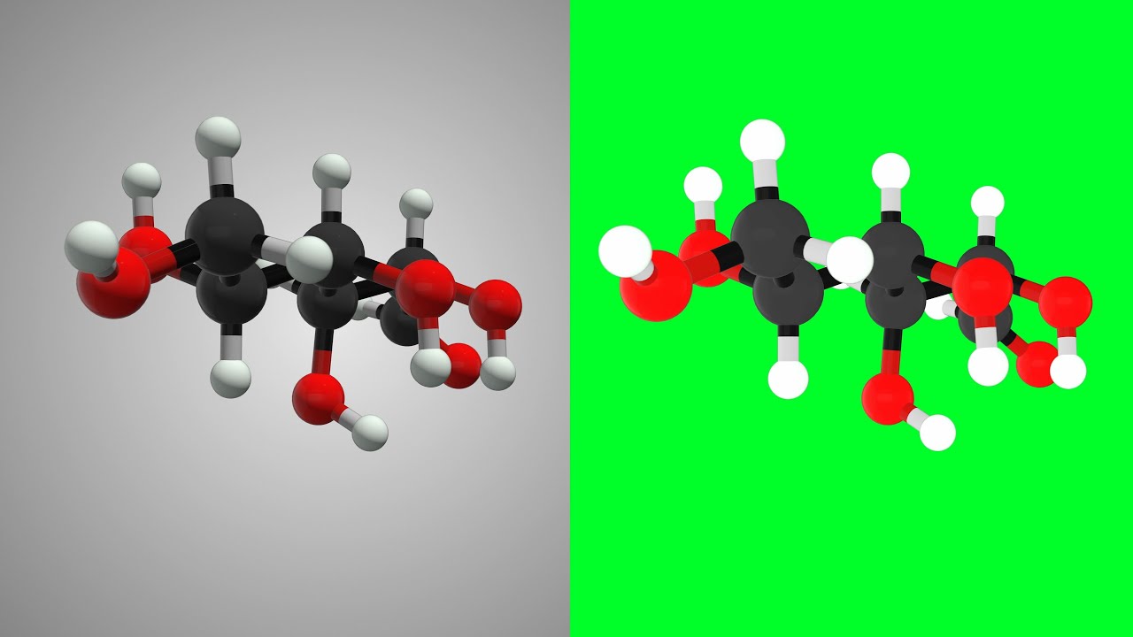 Glucose molecule illustration in 360 degree loop