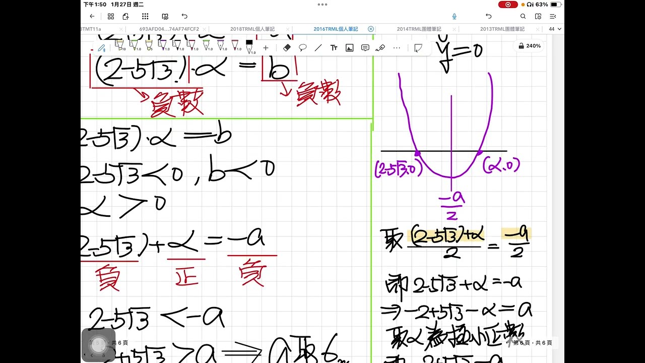 2016 TRML 個人賽 第9題[拋物線對稱軸_根與係數]