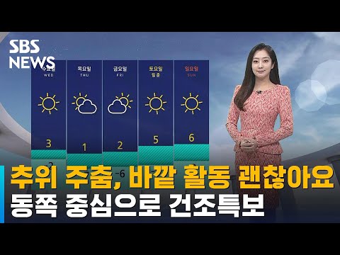 [날씨] 추위 주춤, 동쪽 중심으로 건조특보…강원 눈 소식 / SBS