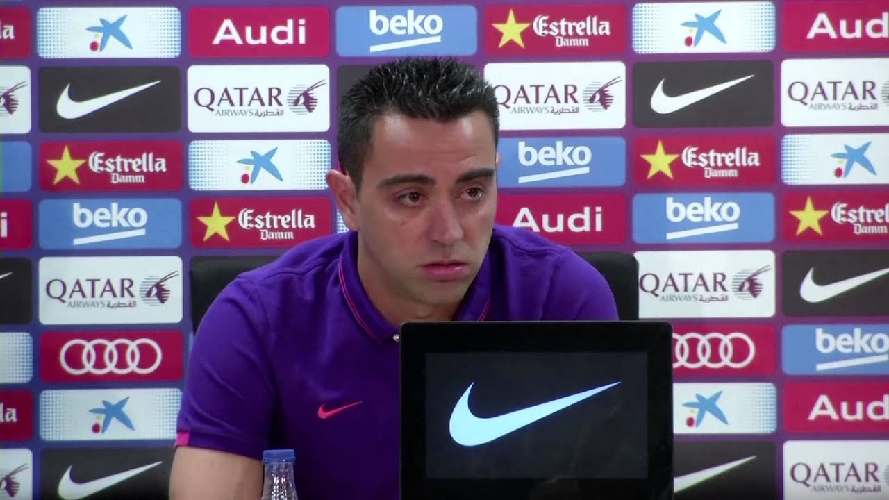 Xavi emotional in farewell press conference