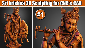 How to create Sri Krishna 3d reliefs design | Sri Krishna 3d for CNC and CAD | 3d Sri Krishna 1/4