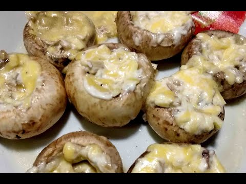 Сочнейшие и вкуснейшие шампиньоны с сыром и майонезом в микроволновке