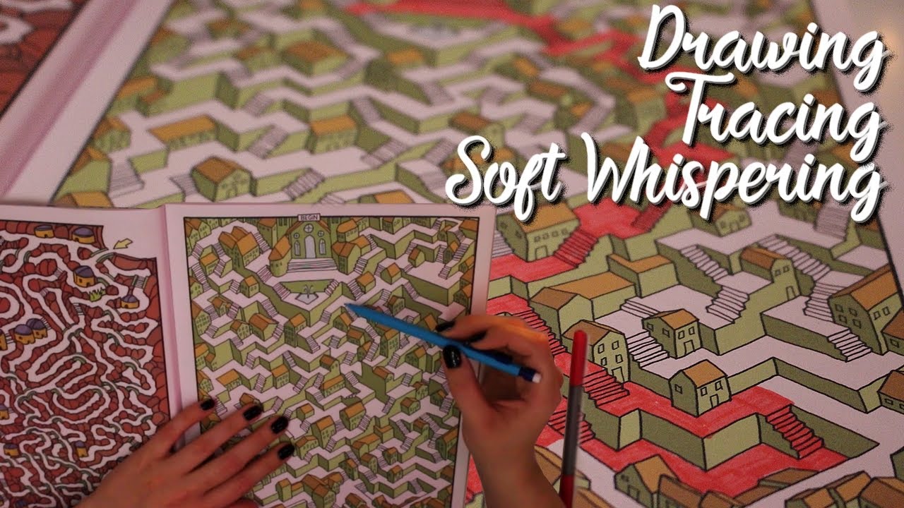 ASMR Solve A Maze With Me ( Tracing, page flipping, Soft Whispers