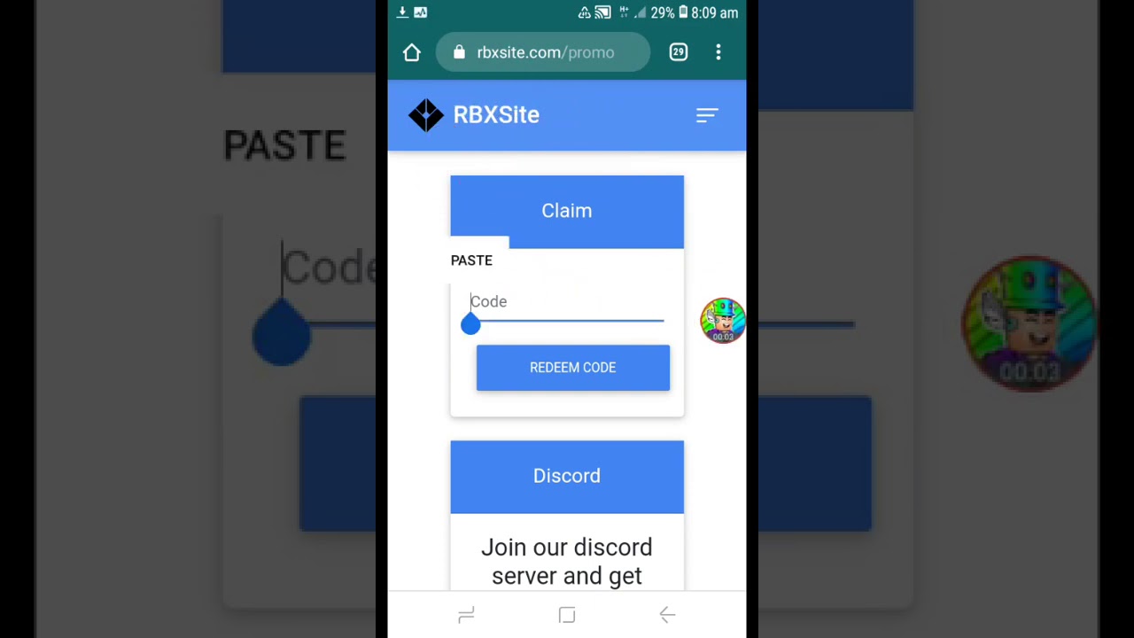 New code in Rbxsite.com( 2 Robux)