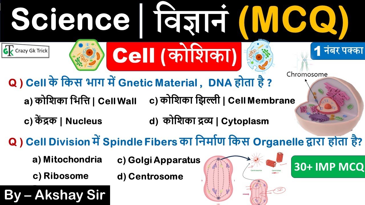 Science Gk : Cell (कोशिका) | MCQ | Science Most Imp Question | Science 700+ MCQ Series - Akshay Sir